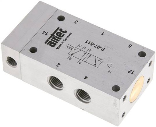 [V2PNU] 5/2 G1/4'' Luchtgestuurd Ventiel 0-10bar/0-140psi Airtec