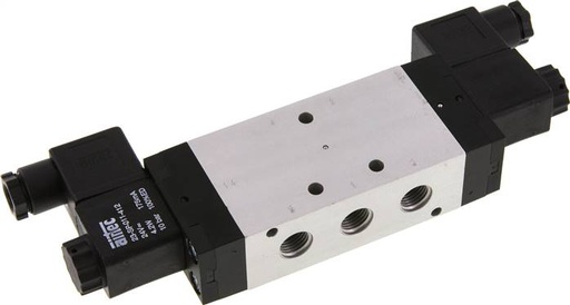 [V2QFS] 5/3 G1/4'' Middenuitlaat Magneetventiel 24V DC 3-10bar/42-140psi Airtec