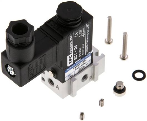 [V2QGU] 3/2 M5 NC Solenoid Valve 24V AC 0-8bar/0-112psi YPC