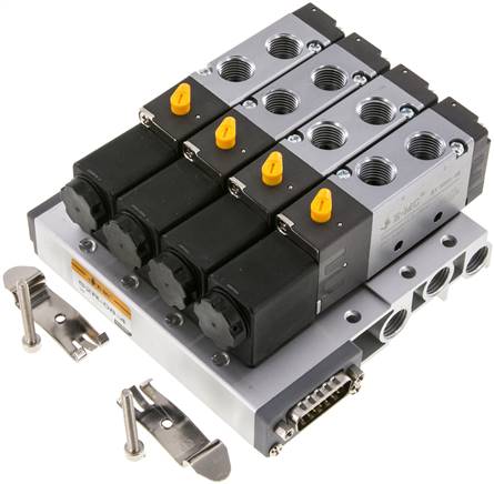 [V2QHT] G1/4'' 4x Pneumatic Valve Terminal 24V DC 1.5-8bar/21.0-112psi Multi-pole E.MC