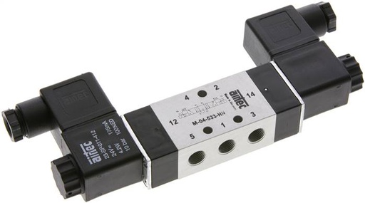 [V2QRJ] 5/3 G1/8 '' Middenuitlaat Magneetventiel 12V DC 3-10bar/42-140psi Airtec