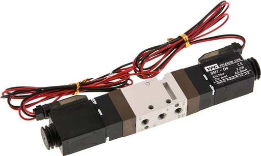 [V2QUQ] 5/2 M5 Electroválvula biestable 24V DC 1.5-10bar/21.0-140psi Conector de 2 pines YPC