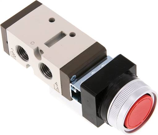 [V2R4P] 5/2 G1/4'' (G1/8'') Push Button Valve Red 0-8bar/0-112psi YPC