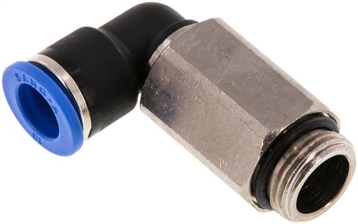 [F2534-X2] Raccord enfichable coudé 90° 10mm x G3/8'' avec filetage mâle Laiton/PA 66 NBR Manchon long orientable [2 pièces].