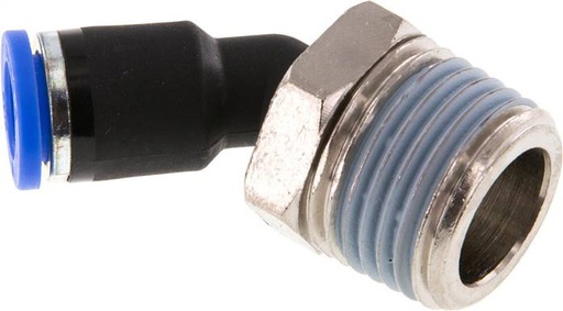 [F254Q-X2] Raccord enfichable coudé 45° 8mm x R1/2'' avec filetage mâle laiton/PA 66 NBR [2 pièces].
