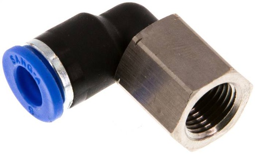 [F255G-X2] Raccord enfichable coudé à 90° 6mm x G1/8'' avec filetage femelle laiton/PA 66 NBR rotatif [2 pièces].