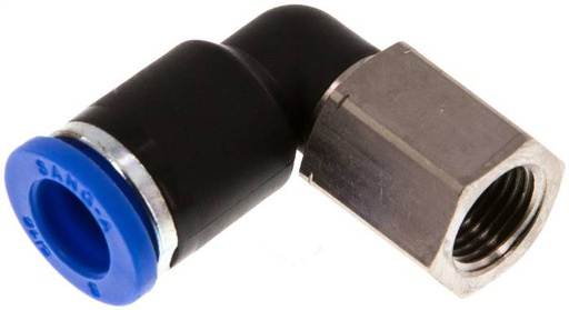 [F255H-X2] Raccord enfichable coudé à 90 degrés 8mm x G1/8'' avec filetage femelle laiton/PA 66 NBR rotatif [2 pièces].