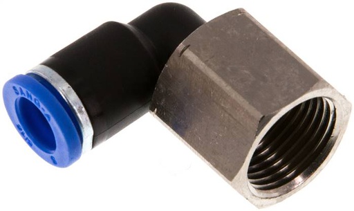 [F255R-X2] Raccord coudé 90deg 8mm x G3/8'' avec filetage femelle laiton/PA 66 NBR rotatif [2 pièces].