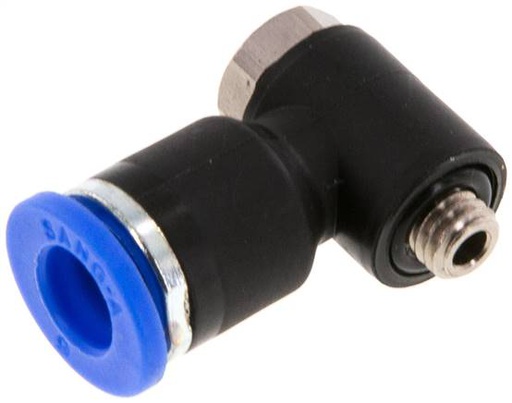 [F256B-X2] Codo de 6mm x M 5 90deg Racor con rosca macho latón/PA 66 NBR giratorio [2 piezas]