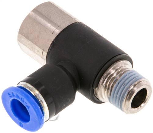 [F25BR-X2] Racor de 6mm x R1/8'' con rosca macho-hembra latón/PA 66 NBR giratorio [2 piezas]