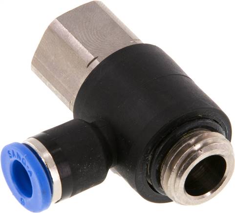 [F25C9-X2] Raccord enfichable coudé 6mm x G1/4'' avec filetage mâle-femelle laiton/PA 66 NBR [2 pièces].