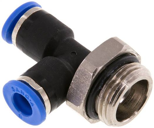 [F25H6-X2] 6mm x G3/8'' rechte hoek T-stuk Messing/PA 66 Insteekfitting Buitendraad Draaibaar NBR [2 Stuks]