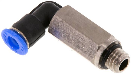 [F25XG-X2] Raccord enfichable coudé 4mm x M 7 90deg avec filetage mâle Laiton/PBT NBR Long Sleeve Rotative Compact Design [2 Pieces]