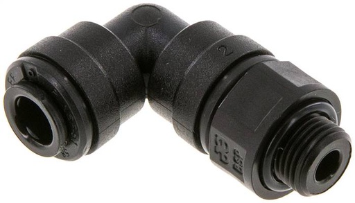 [F26ZZ-X2] 6mm x G1/8'' 90deg Elbow Push-in Fitting with Male Threads POM NBR Rotatable [2 Pieces]