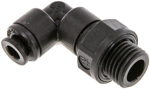 [F2724-X2] Codo de 90 grados 5mm x G1/4'' con rosca macho POM NBR giratorio [2 piezas]