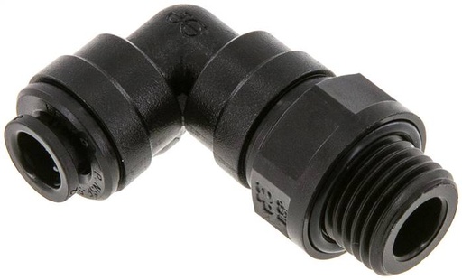 [F2725-X2] 6mm x G1/4'' 90deg Elbow Push-in Fitting with Male Threads POM NBR Rotatable [2 Pieces]