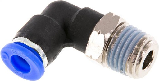 [F276E-X2] Raccord enfichable coudé 1/4'' x 1/4'' NPT 90deg avec filetage mâle laiton/PBT NBR rotatif [2 pièces].