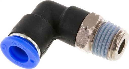 [F276F-X2] Raccord enfichable coudé 90° 5/16'' x 1/4'' NPT avec filetage mâle en laiton/PBT NBR rotatif [2 pièces].