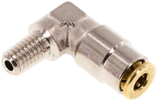 [F27N3-X2] Raccord enfichable coudé 90° 4mm x M 6 (conique) à filetage mâle Laiton NBRHaute pression [2 Pièces]