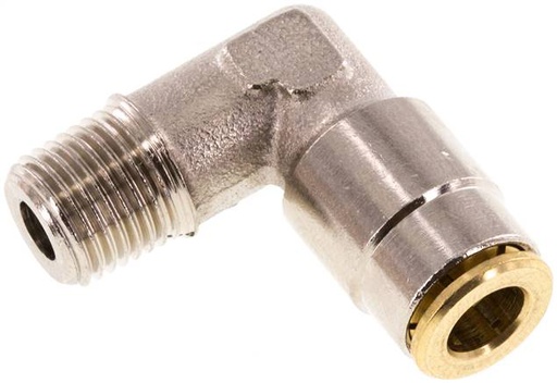 [F27N9-X2] Raccord enfichable coudé 90deg 6mm x M 10 x 1 (conique) avec filetage mâle Laiton NBRHaute pression [2 Pièces]
