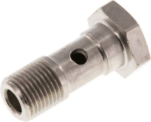 [F27Q2-X5] Perno Banjo de Latón Niquelado de 1 vía Rosca Macho G1/8'' L24mm [5 piezas]