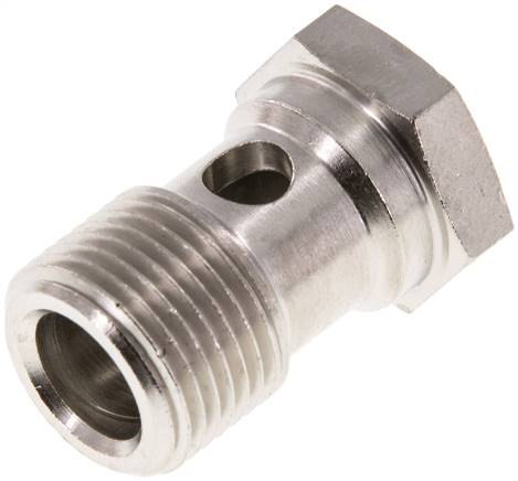 [F27Q4-X2] Boulon banjo 1 voie en laiton nickelé avec filetage mâle G3/8'' L26mm [2 pièces]