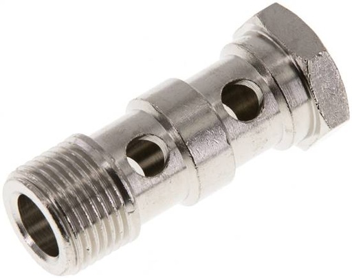 [F27QP-X2] Banjobout 2-weg Vernikkeld Messing G3/8'' Buitendraad 42mm [2 Stuks]