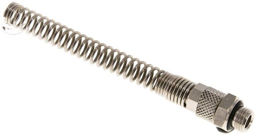 [F27WQ-X2] 6x4 & G1/8'' Nickel plated Brass Straight Push-on Fitting with Male Threads Bend Protection [2 Pieces]