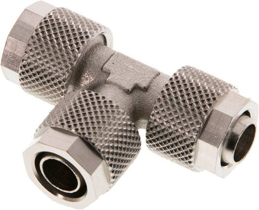 [F285M-X2] Conector Latón Niquelado en T 10x8 de Rosca [2 piezas]