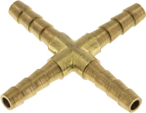 [F299Y-X2] 5 mm Brass Cross Hose Connector [2 Pieces]