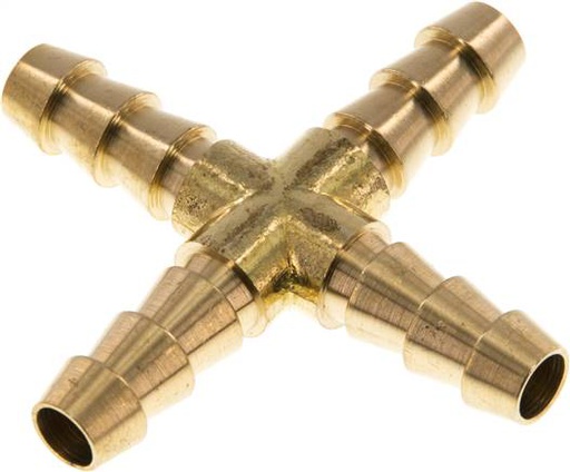 [F29A2-X2] 8 mm (5/16'') Brass Cross Hose Connector [2 Pieces]