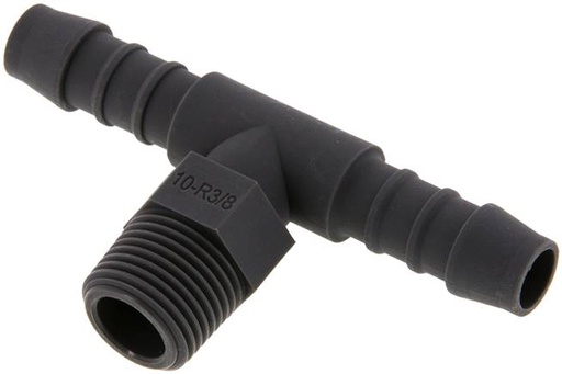 [F29FV-X5] 10 mm & R3/8'' PA 6 Tee Hose Barb with Male Threads [5 Pieces]