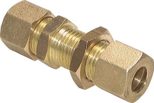 [F29Z8-X2] 6mm Brass Straight Compression Fitting Bulkhead 150 bar DIN EN 1254-2 [2 Pieces]