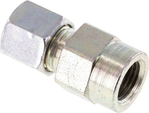 [F2B66-X2] 8L & G1/4'' Zink plated Steel Straight Cutting Fitting with Female Threads for Pressure Gauges 315 bar ISO 8434-1 [2 Pieces]