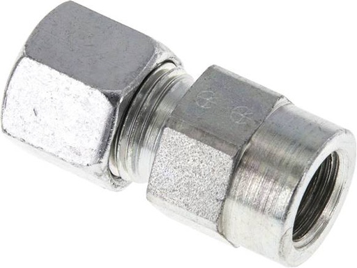 [F2B67-X2] 10L & G1/4'' Zink plated Steel Straight Cutting Fitting with Female Threads for Pressure Gauges 315 bar ISO 8434-1 [2 Pieces]