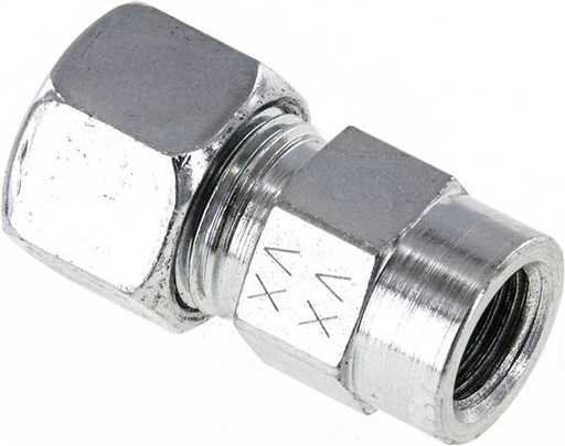 [F2B68-X2] 12L & G1/4'' Zink plated Steel Straight Cutting Fitting with Female Threads for Pressure Gauges 315 bar ISO 8434-1 [2 Pieces]