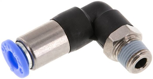 [F2EBR-X2] Raccord à Enfoncer 6mm & R1/8'' Mâle Coude Autobloquant en Laiton/PBT 0-10bar (0-145psi) [2 pièces].