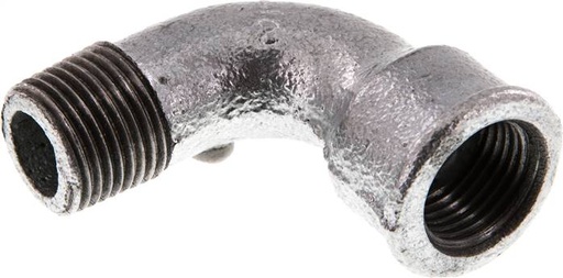 [F2FPC-X2] Racor en ángulo de 90 grados 1/2'' R macho x Rp hembra corto de hierro fundido 25bar (351.25psi) [2 Piezas]