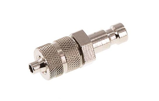 [F2GWJ-X2] Messing vernickelt DN 2,7 (Micro) Luftkupplungsstecker 3x4,3 mm Überwurfmutter [2 Stück]