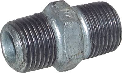 [F2K7D-X5] R 1/2'' Zinc plated Cast iron Double Nipple 25 Bar [5 Pieces]