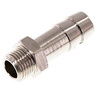 [F2NT4-X5] G 1/8'' Macho x 8mm Latón niquelado Llave de manguera 16 Bar [5 Piezas]