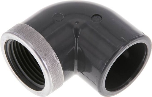 [F2SY8] PVC 90graden L-Lijmmof 32x42mm x Binnendraad Rp 1 ''