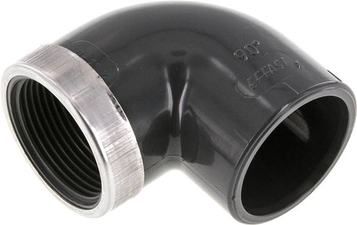 [F2SY9] PVC 90deg Elbow Fitting Female Socket 40x51mm x Female Rp 1 1/4'' (Raccord coudé 90deg à douille femelle)