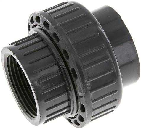 [F2T37] Raccord union en PVC Douille femelle 40mm x femelle Rp 1 1/4'' FKM