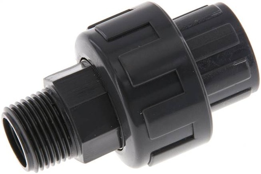 [F2T3F] Raccord union en PVC femelle à douille 16mm x mâle R 3/8'' EPDM