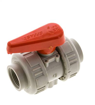 [V2RX6] PP-H 2-way Ball Valve True Union Rp 3/4'' FKM