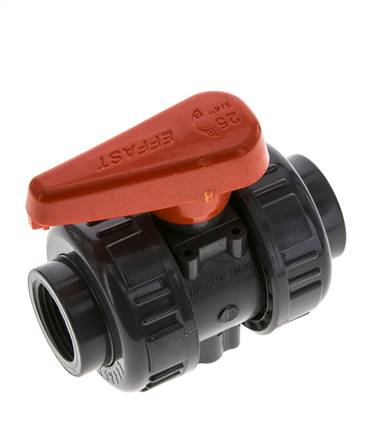 [V2RXP] PVC 2-way Ball Valve True Union Rp 3/4'' FKM