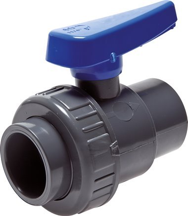 [V2RZZ] PVC 2-way Ball Valve Single Union 75 mm Socket EPDM