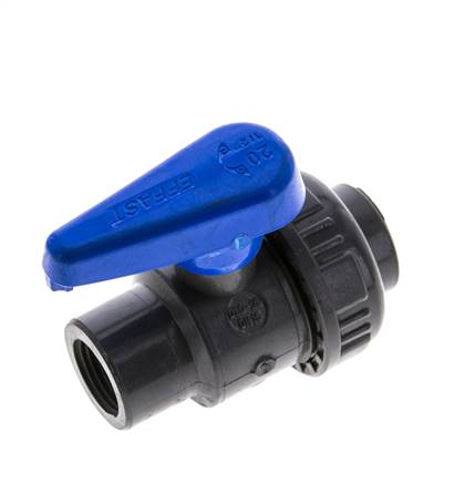 [V2S26] PVC 2-way Ball Valve Single Union Rp 1/2'' EPDM