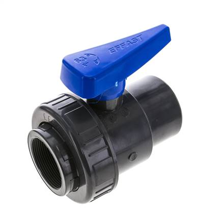 [V2S27] PVC 2-way Ball Valve Single Union Rp 2'' EPDM